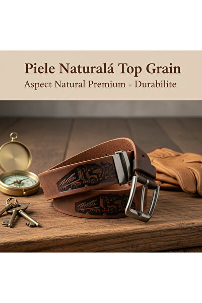 Micutz Men's Belt Made of Top Grain Brown Genuine Leather and Personalized with Tir, Hunter, Size 105 cm