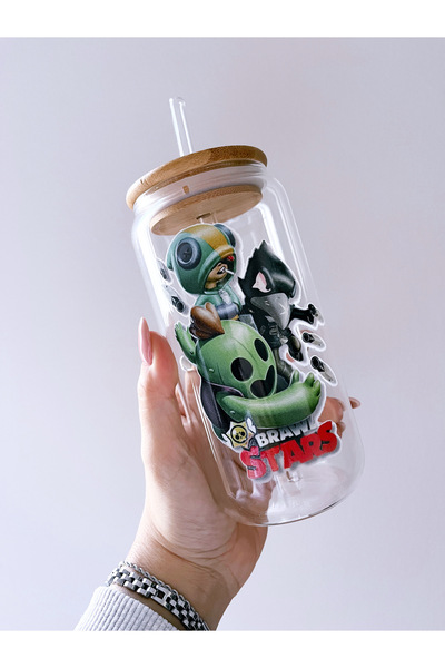 Rolin Design Brawl Stars Baskılı Pipetli Bardak 500Ml