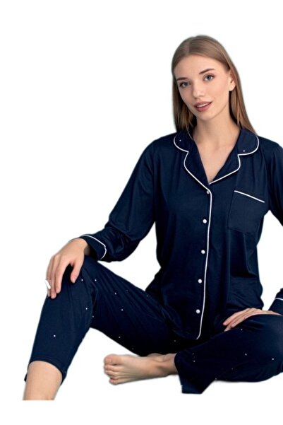 bipamuk Berna Collection Women's Pajama Set Buttoned Soft Textured Flexible and Modern Design S/2Xl