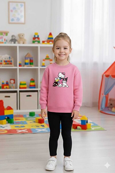 LiyAdaCo Унисекс розова детска блуза с качулка с принт на Куроми и приятели