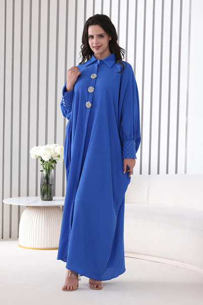 Verona Trading Company "Butterfly jalabiya with a wide Kuwaiti cut in light purple with luxurious button details"