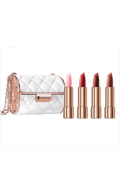 HOMPAR Rouge Hombar Set with Elegant Leather Bag – 4 Pieces