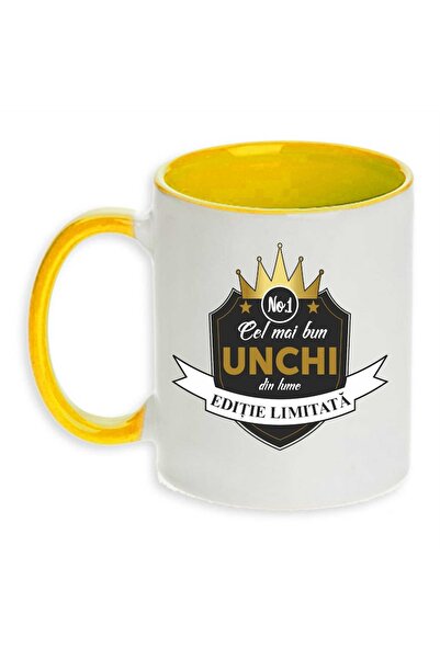 CRD PRINT Personalized mug with print 'Best Uncle', Yellow, Ceramic, 330 ml