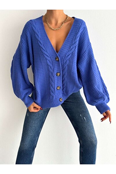 UNBOX CozyCraft Knit Cardigan – Blue