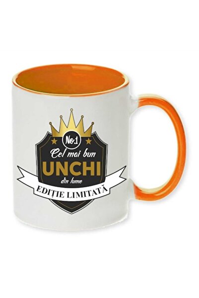 CRD PRINT Personalized mug with print 'Best Uncle', Orange, Ceramic, 330 ml