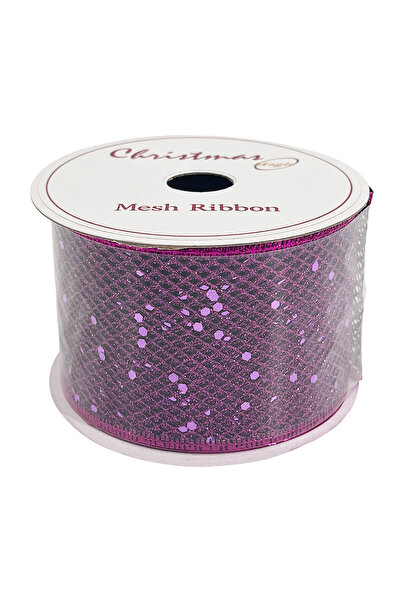 Christmas Magic شريط شبكي لعيد الميلاد باللون الأرجواني 6.3 سم × 10 ياردات