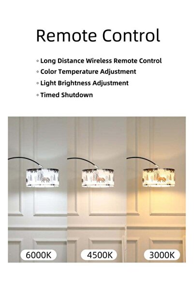 X SPRING Nordic Floor Lamp - 3 Adjustable Colors, with Shade & Remote Control, Eye-Caring Design