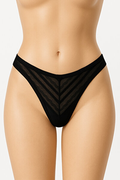 Lora Garden Kadın Siyah Tül Brezilian Külot – Transparan, Şık, Günlük Kullanı...