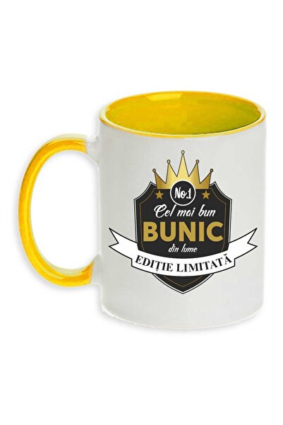 CRD PRINT Personalized mug with print "Best GRANDPA", Yellow, Ceramic, 330 ml