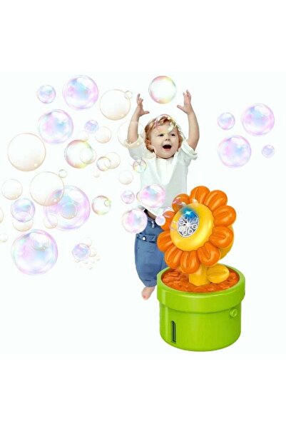 VİO آلة فقاعات عباد الشمس للأطفال - مسدس فقاعات زهرة محمول مزود بإضاءة LED