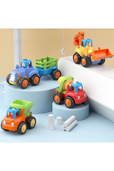 Ominii 4 Pcs Construction vehicle toy set Car Inertia Car Kids Toy Kindergarten Activities Gifts