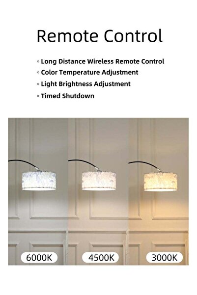 X SPRING Nordic Floor Lamp - 3 Adjustable Colors, with Shade & Remote Control, Eye-Caring Design