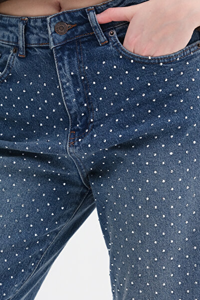 Addax Pantaloni de blugi Stoned croi larg pe picior PN996