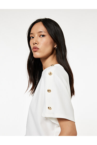 Koton Regular Fit Short Sleeve Crew Neck Button T-Shirt