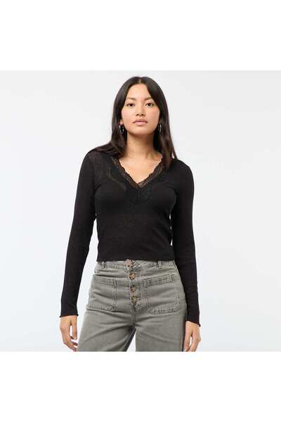 KİABİ Long-Sleeve Lace Top BLACK