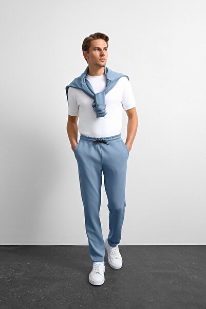 Back And Bond Blue Regular Fit Knitted Jogger Pants