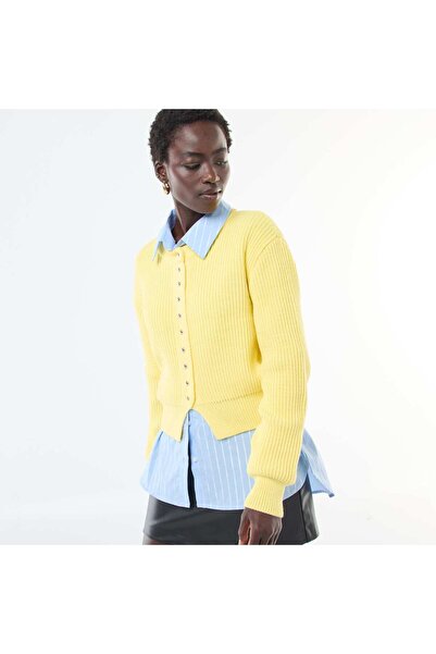 KİABİ Buttoned Chunky Knit Cardigan YELLOW