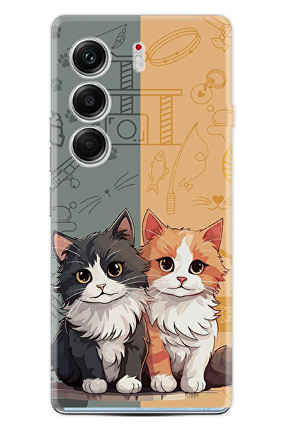 TECNO Camon 40 Pro Kılıf Boutique Baskılı Resimli İkiz Kediler Pcode -086