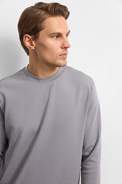 Back And Bond Gray Regular Fit Crew Neck Sweatshirt