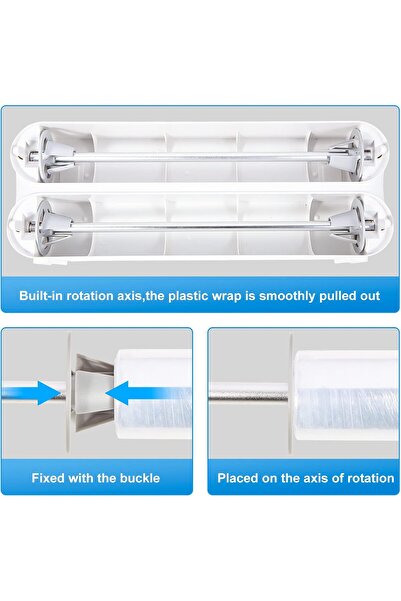 Generic 3 in 1 Wrap Organizer Aluminum Foil Dispenser,magnetic foil and plastic wrap organizer
