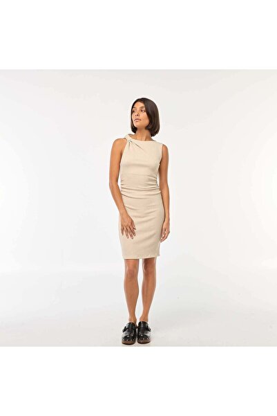 KİABİ Short gathered waffle-knit dress GREY