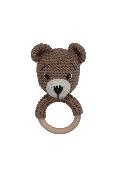 bebegen دمية أميجورومي لطيفة على شكل دب بني مع خشخيشة، لعبة عضوية