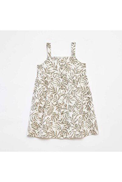 KİABİ Linen-blend dress with button fastening WHITE