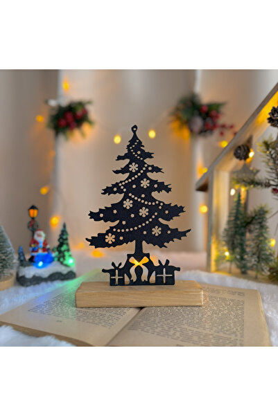 DECORADI Decoratiune Craciun, Brad, -friendly, Baza din Lemn , Negru 19cm, Ha...