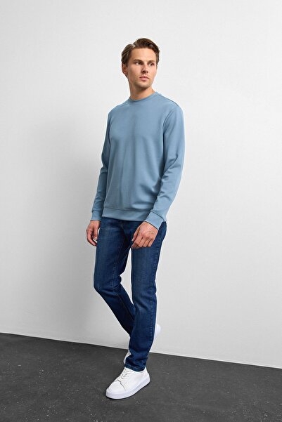 Back And Bond Blue Men's Crew Neck Regular Fit Sweatshirt Regular Fit Long Sl...