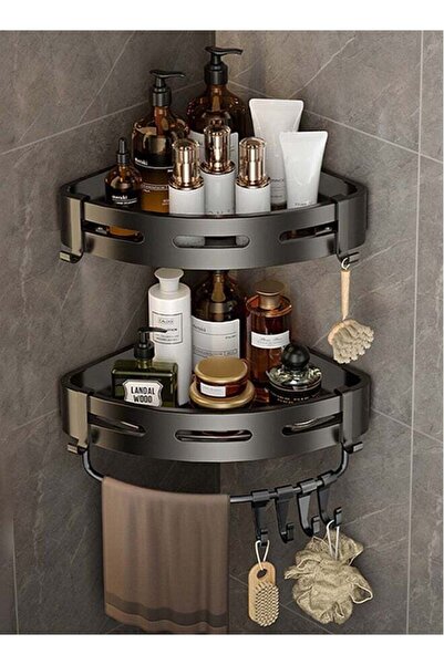 Arabest عبوتان من حامل دش زاوية، منظم تخزين دش مع رف مناشف، رف تخزين حمام