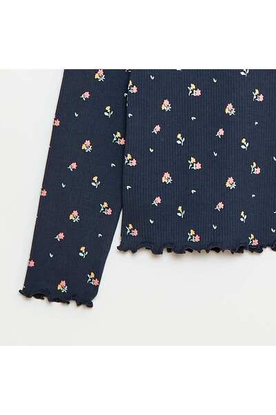 KİABİ Cotton Ribbed Roll Neck Top BLUE