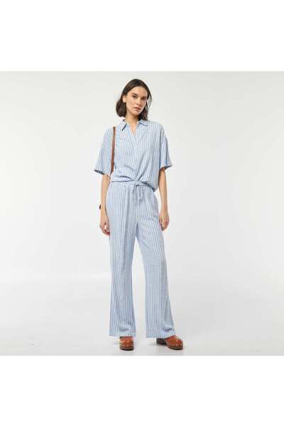 KİABİ Oversized linen blouse BLUE