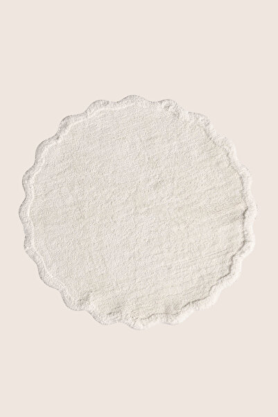 İrya Scallop Round Bath Mat Bamboo 90X90 Ecru