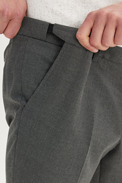 ALTINYILDIZ CLASSICS Ανδρικό κλασικό παντελόνι με μαύρο χρώμα Comfort Fit, άνετο κοψίματος, με σχέδιο Bird Eye, ελαστική μέση και πλαϊνές τσέπες