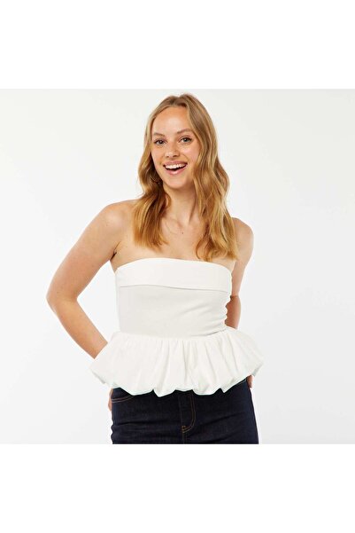 KİABİ Plain puffball-effect bustier WHITE