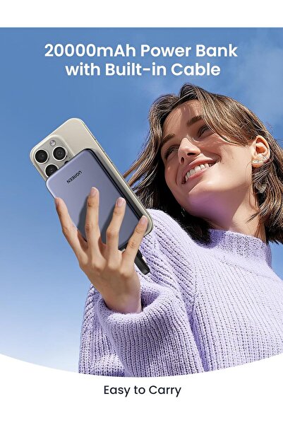 Generic UGREEN Power Bank 20000mAh 22.5W Portable Charger with Built-in USB-C Cable, USB-A