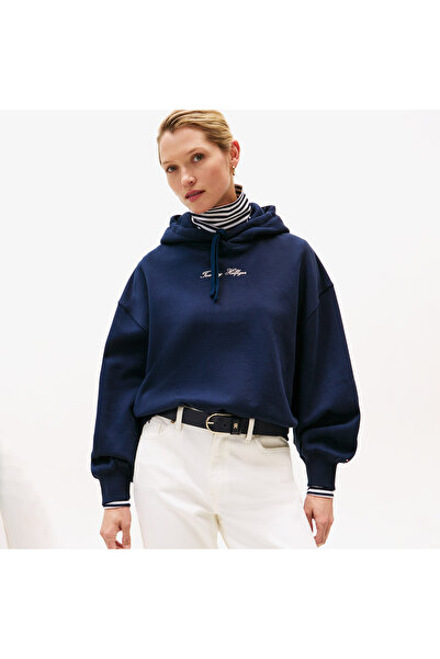 Tommy Hilfiger Classic Script Kadın Lacivert Hoodie