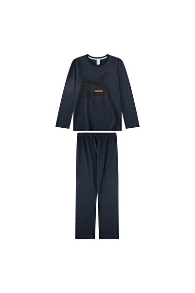 Sanetta Jungen Schlafanzug, lang - Teens, Shark Zone, Pyjama, Single Jersey, Baumwolle