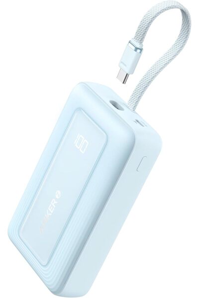 Generic Anker Zolo Power Bank, 20,000mAh 30W with Built-In USB-C Cable (Blue)