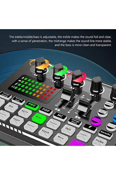 Saharaz F998 Sound Card with 16 Sound Effects Audio Recording Sound Mixer Audio Mixing Console Amplifier