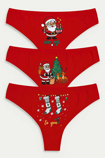 VİP SECRET 2026 New Year Red Special Printed Underwear 3-Pack