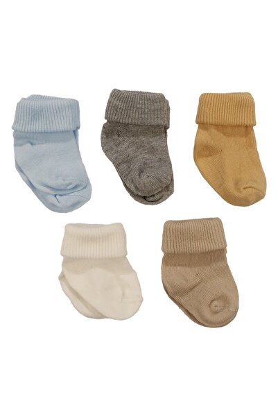 bebegen Beige Yellow Gray 5-Piece Socks Set 0-6 Months