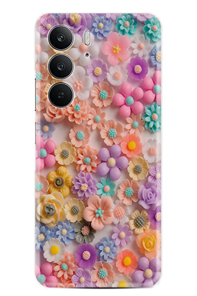 realme C75 Kılıf Boutique Baskılı Resimli Rengarenk Papatyalar Pcode -060