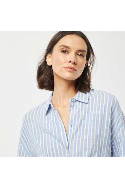 KİABİ Oversized linen blouse BLUE