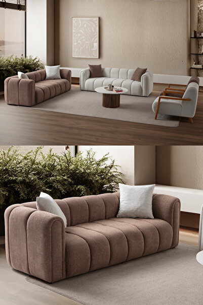 Eymense Nline Koltuk Takımı 3+3+1+1 Kahverengi