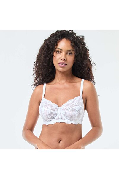 KİABİ Lace Balconette Bra D & E Cups WHITE