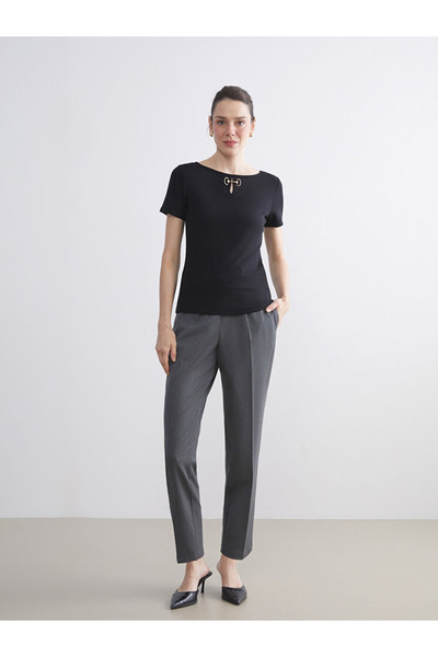 LC Waikiki Classic Gray Women's Elastic Waist Trousers