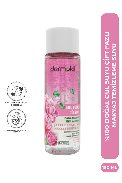 Dermokil %100 Doğal Gül Suyu Çift Fazlı Makyaj Temizleyici 150 ml