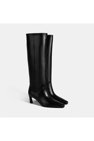 Desa Women's Black Heeled Leather Boots