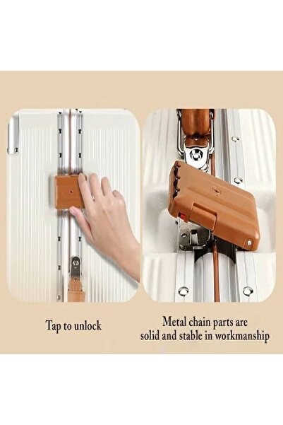 NKX Durable Hard Shell Trolley Suitcase Whi 4 Spinner Wheels 20*24 Inches Set of 2 Pc White Color